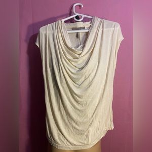 Halston heritage bone white cowl neck blouse